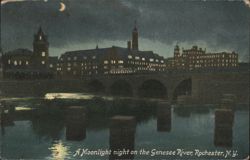 Moonlight night on the Genesee River Postcard
