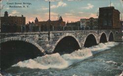 Court Street Bridge, Rochester, NY - Stone Arches, Rapids Postcard