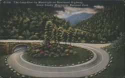 The Loop-Over by Moonlight on Newfound Highway, Great Smoky Mountains National Park Postcard
