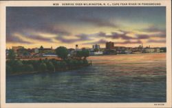 Sunrise Over Wilmington, NC, Cape Fear River in Foreground Postcard