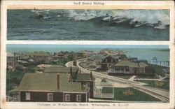 Surf Board Riding & Cottages at Wrightsville Beach Postcard