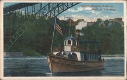 Maid of the Mist Steamer, Niagara Falls & Steel Arch Bridge Postcard