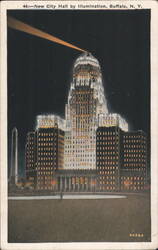 44:—New City Hall by Illumination Postcard