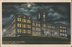 New Masten Park High School by Night Postcard