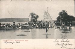 Okabena Lake Swimming Tower & Bathers Postcard