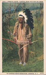 Cherokee Indian Hunter with Bow and Arrow, NC Postcard