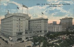 U. S. Grant Hotel opposite Plaza Park Postcard