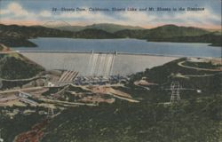 Shasta Dam, Shasta Lake & Mt. Shasta, CA Postcard