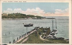 Little Harbor, Woods Hole, MA with Boats and Pier Postcard