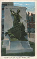 The Whaleman Statue by Bela Pratt, New Bedford, MA Postcard