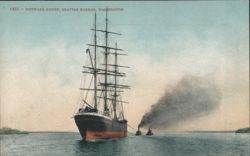 Outward Bound Ship, Seattle Harbor, Washington Postcard