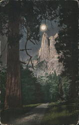 The Sentinel, Yosemite Valley, Moonlight Scene Postcard