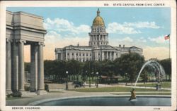 Colorado State Capitol from Civic Center, Denver Postcard