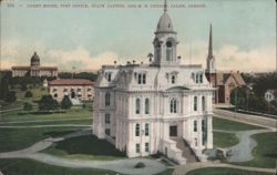 Court House, Post Office, State Capitol, M. E. Church Postcard