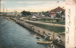 Ontario Beach, Rochester, NY - Pier, Buildings, People Postcard