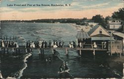 Lake Front and Pier at Sea Breeze, Rochester, N. Y. Postcard