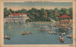 Canoeing, Delaware Park, Buffalo, NY Postcard