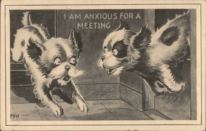 Cartoon Dogs Anxious for a Meeting