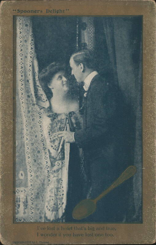 Spooners Delight - Couple with Spoon & Romantic Verse