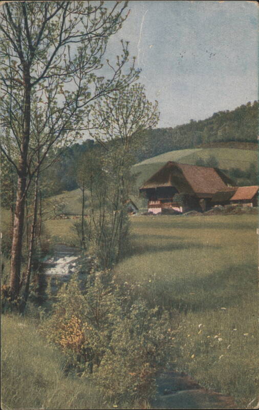 Black Forest Rural Landscape with Traditional House and Stream Germany