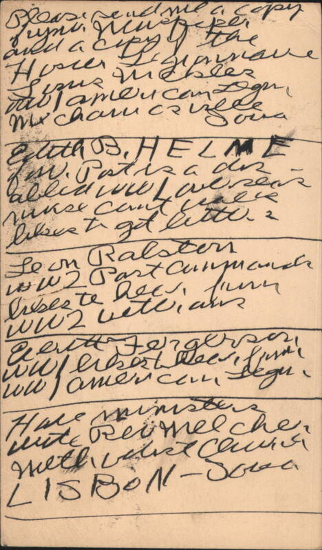 Requests for WWI & WWII Veteran Recommendations, Camp Lejeune