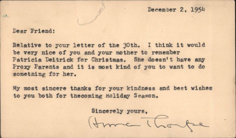 Christmas Letter from Cleveland Christian Home about Patricia Deitrick