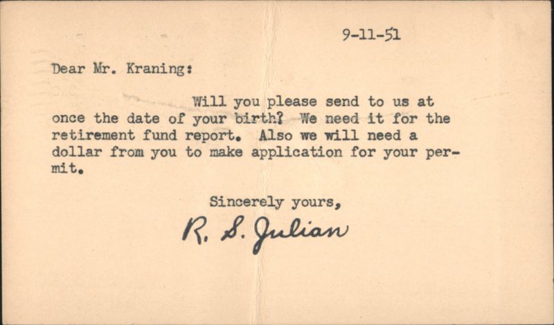 Letter Requesting Date of Birth and Funds for Permit Application