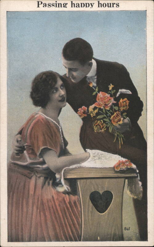 Romantic Couple with Flowers, Passing Happy Hours Couples