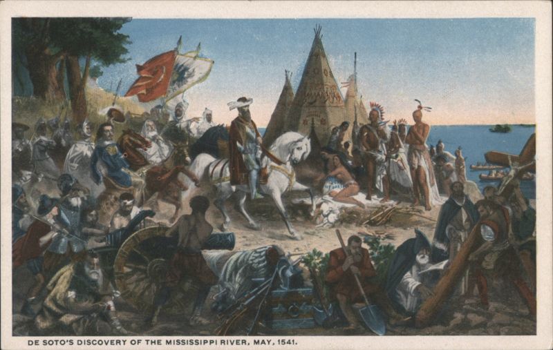 De Soto's Discovery of the Mississippi River, May 1541 Painting
