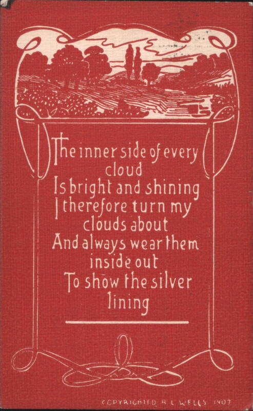 Silver Lining Poem, Landscape with Figures, A. L. Wells Copyright 1907