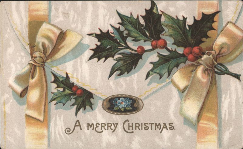 A Merry Christmas with Holly and Ribbons