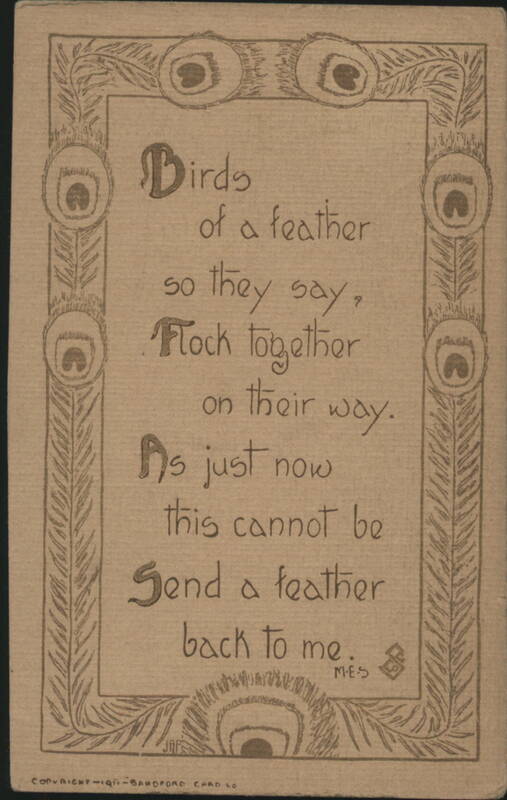 Birds of a Feather Poem with Peacock Feather Design