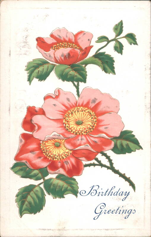 Birthday Greetings with Pink and Red Roses