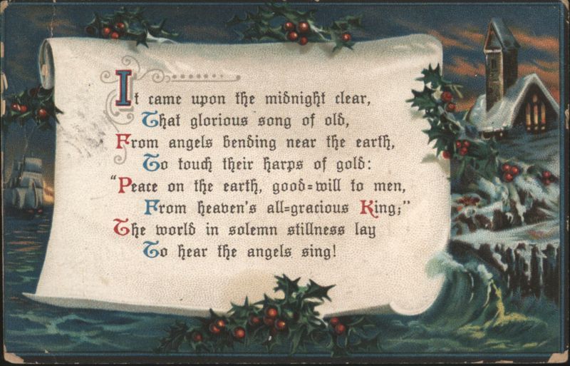 Christmas Scene with 'It Came Upon the Midnight Clear' Lyrics