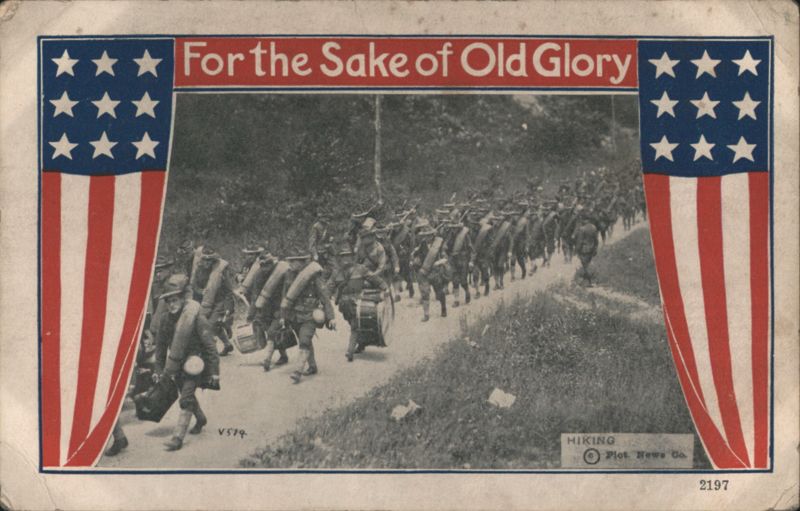 For the Sake of Old Glory, US Soldiers Hiking with Flags