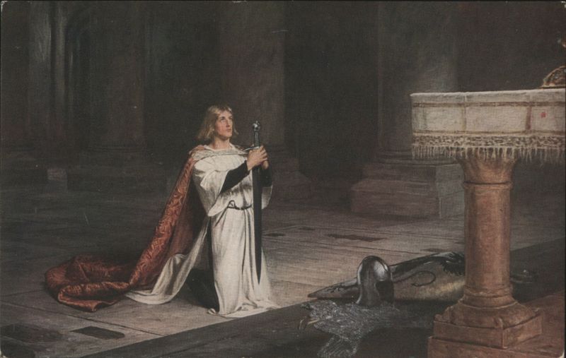 Knight in Vigil with Sword, John Pettie Painting John Pettie, R.A.