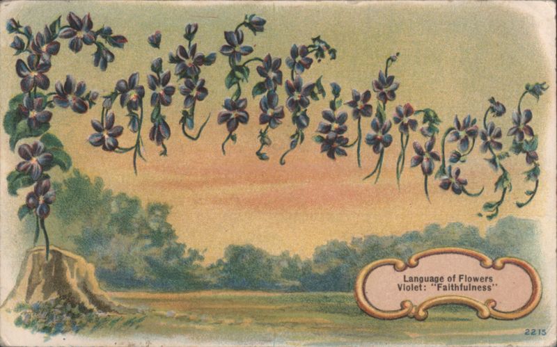 Language of Flowers Violet: 'Faithfulness' with Scenic Landscape