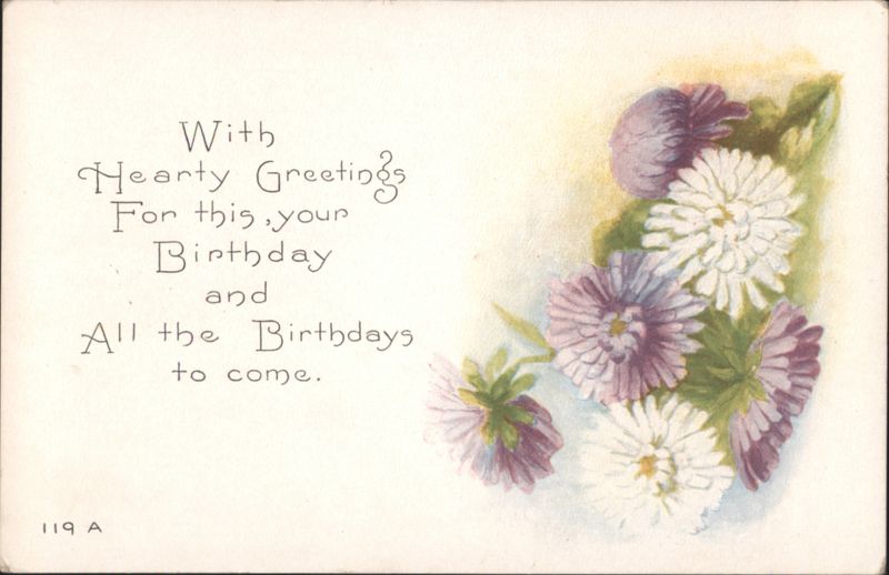 Birthday Greetings with Purple and White Asters