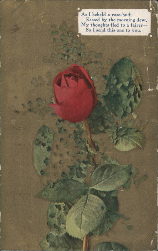 Red Rose-bud with Sentimental Poem Flowers