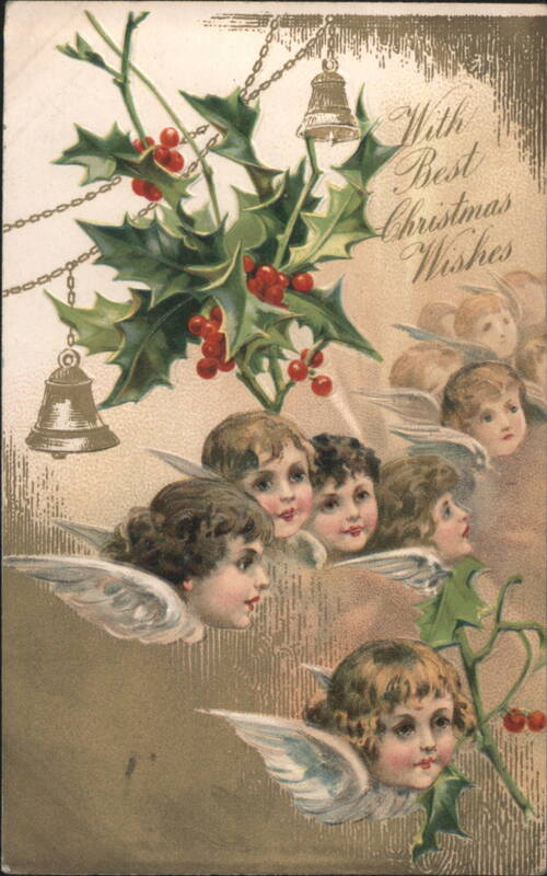 Christmas Angels with Holly and Bells