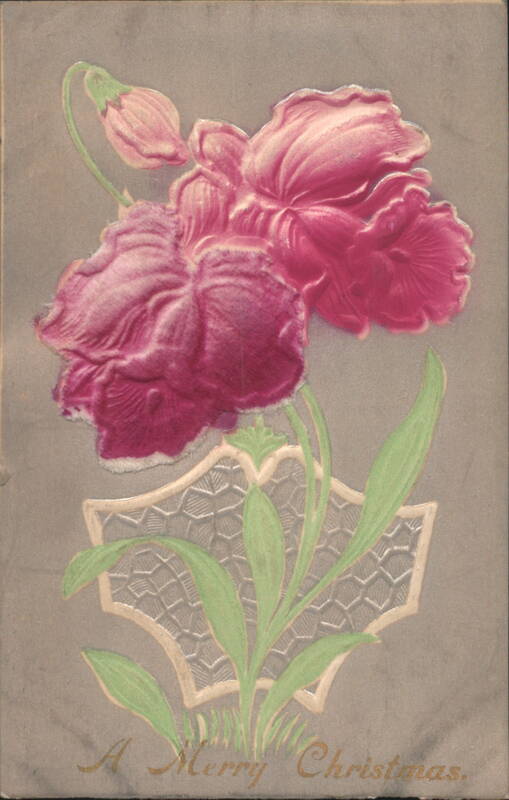 A Merry Christmas with Embossed Pink Flowers