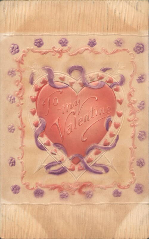 To My Valentine Embossed Heart with Ribbons and Flowers