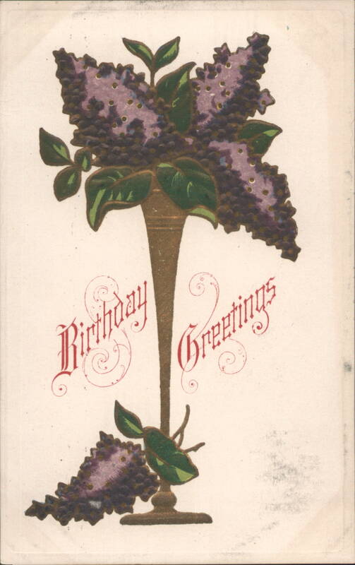 Birthday Greetings Lilacs in Stylized Vase
