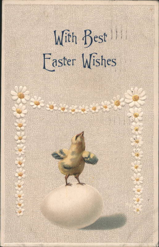 Easter Chick Singing on Egg with Daisy Garland With Chicks