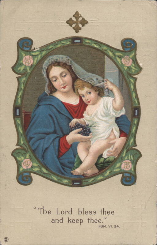 Madonna and Child with Grapes, The Lord bless thee