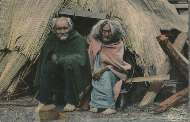 Aged Indigenous Couple in Traditional Attire, Victoria, BC Canada