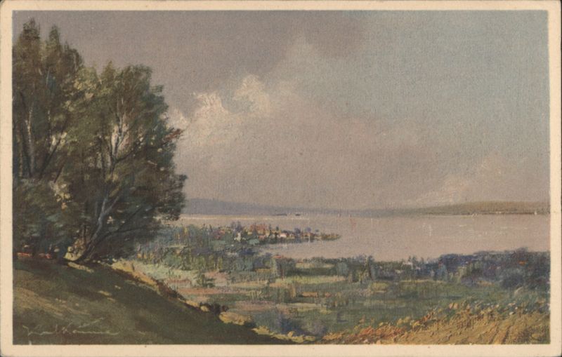 Arbon, Switzerland Lake View with Trees and Town
