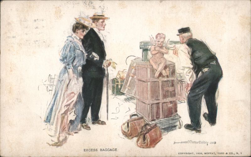 Excess Baggage by Howard Chandler Christy, Couple with Porter and Cherub