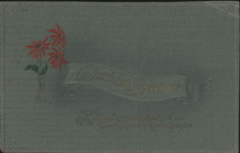 Christmas Greetings with Poinsettias and Embossed Message
