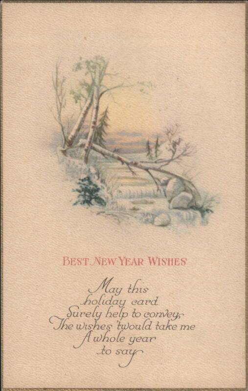 New Year's Wishes Winter Landscape with Bare Trees and Snow